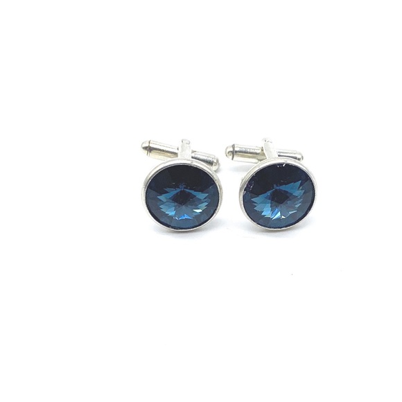Men’s Blue cufflinks- Swarovski sapphire crystals - Picture 2 of 4